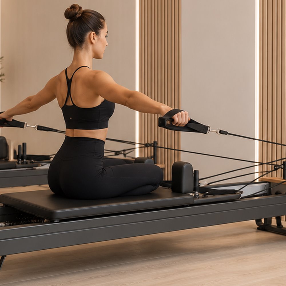 Teilnehmerin beim Reformer-Training in der Reformer Pilates Lounge